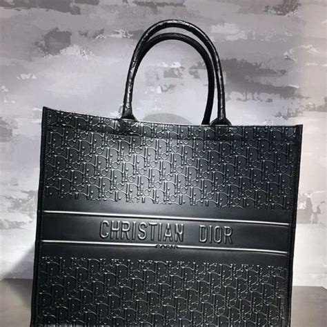 dior black leather tote bag|christian Dior leather bag.